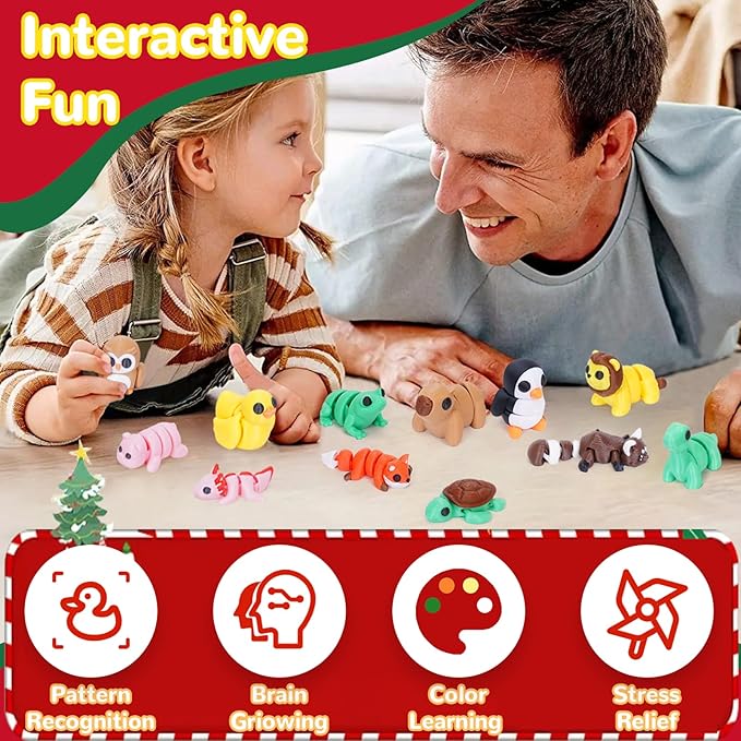 20PCS Mini Animals Set, 3D Printed Little Animals Articulated Flexible Fidget Toy, Mini Animal Figurines Toy, 3D Printed Cute Animal Toys Home, Office, Executive Desk for Christmas Decoration