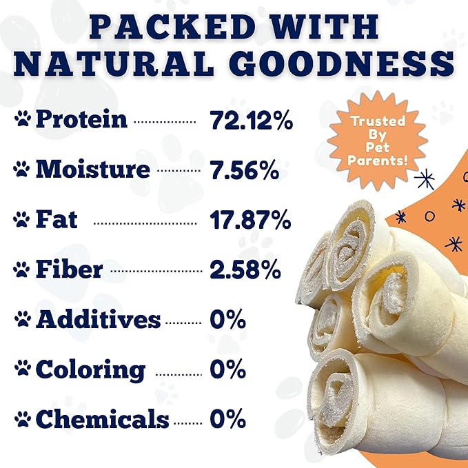 Amazing Dog Treats - Beef Cheek Rolls (4 Inch Regular - 8 Pcs) - Safe Rawhide Alternative Dog Chew - Great for Power Chewers - Long Lasting Dog Chew - Retriever Rolls for Dogs