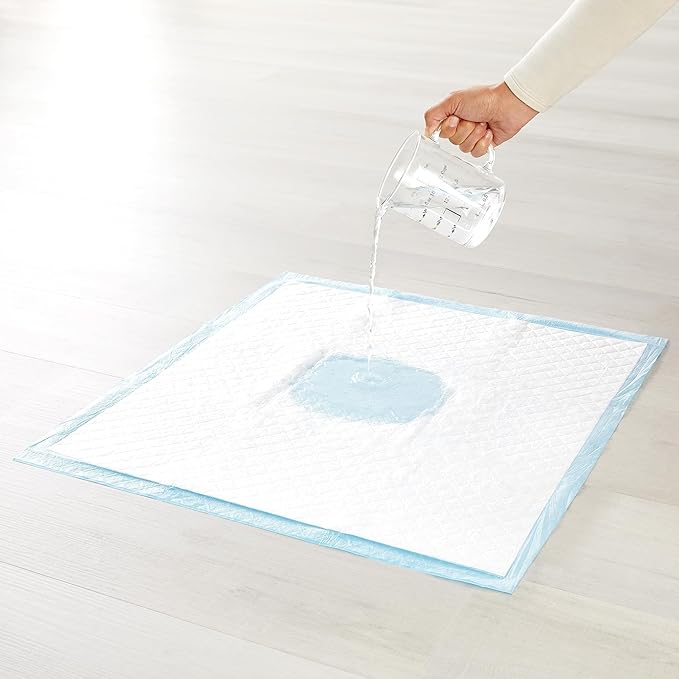 Amazon Basics Heavy Duty Dog Training Pads with 5-Layer Leak-Proof Design, XL Puppy Pee Pads with Quick-Dry Surface, 34L x 28M inches, Blue & White, 10-Count