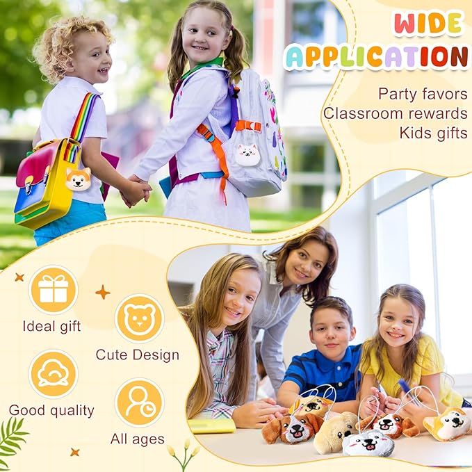 Libima 40 Pcs Mini Stuffed Animals Sea Animal Fruit Plush Keychain Set for Carnival Birthday Classroom Prizes Decoration for Clothes (Dog)