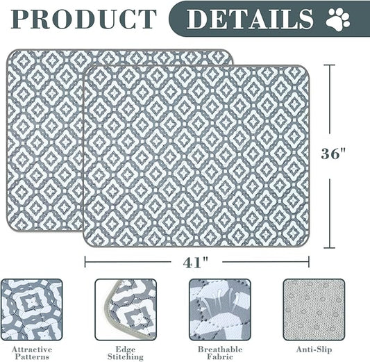 Washable Pee Pads for Dogs, 2 Pack Reusable Puppy Pads Absorbent Training Pads for Dogs Waterproof Dog Mat Non-Slip Whelping Pet Mat