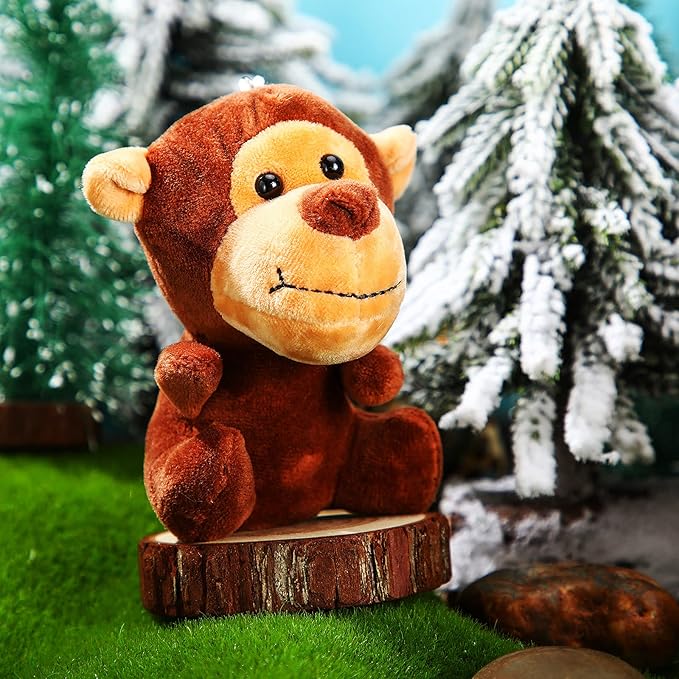 18 Pieces Small Safari Stuffed Animals 4.8 Inch Mini Jungle Animal Plush Toys Cute Zoo Stuffed Small Plush Set for Safari Themed Baby Shower Birthday Party Favors Teacher Student Award(Stylish Style)