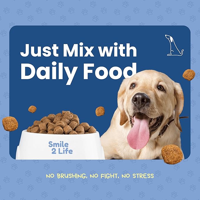 Dog Dental Powder | All-Natural for Teeth Cleaning | Plaque Remover for theeth and Breath freshener | Flavorless, Easy to Use | 3.17 oz - 60 supplys | Smile 2 Life