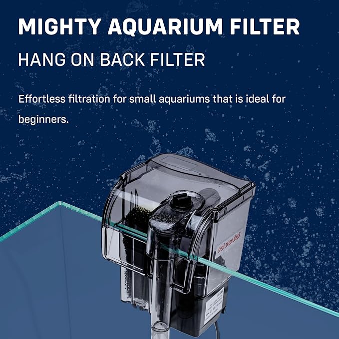 Mighty Aquarium Hang On Back Filter - Aquarium HOB Filter - Adjustable Fish Tank Filter - Aquarium Filters - Nano Aquarium Filter - Fish Aquarium Filter - Hang On Back Aquarium Filter (1-3 Gallons)