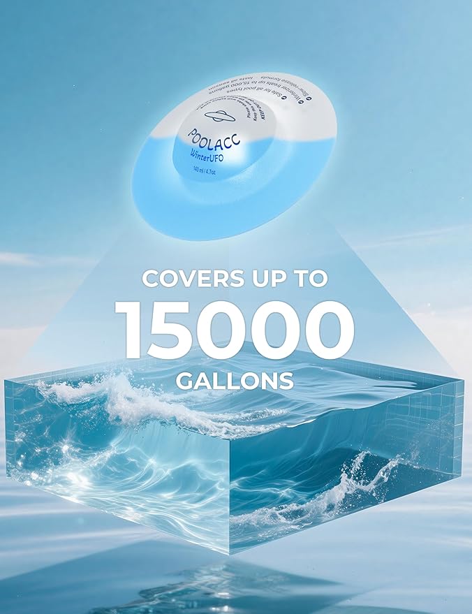 4-in-1 Winter Pool Closing Kit for Above-Ground & In-Ground Pools, Treats Up to 15,000 Gallons Pool Winterizing Kit, Long-Lasting Easy-to-Use Swimming Pool Clarifier & Enzyme (1-Pack)