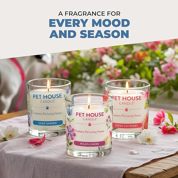 One Fur All Pet House Christmas Candles, Long Lasting, Clean Burning, Soy Wax Scented Candles for Pet Odor, Sugar Cookie, 2 Pack