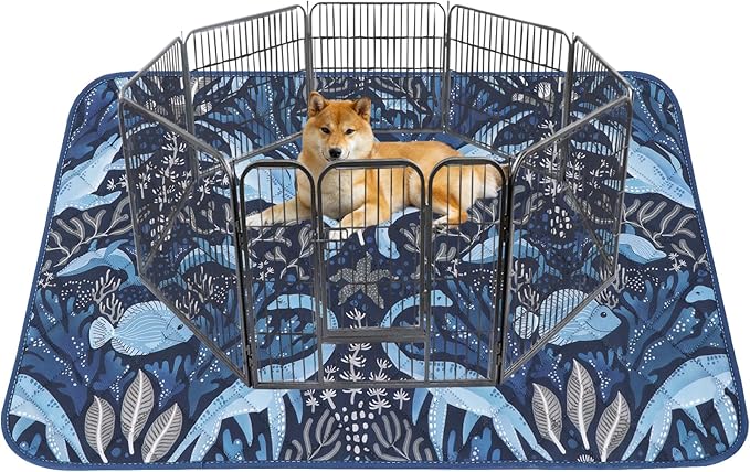 BVAGSS Washable Pee Pads for Dogs, 1 Pack Reusable Leakproof Puppy Wee Wee Pad, Non-Slip Waterproof Pet Training Pads, Super Absorbent Whelping Pads XH081 (Dino Navy, 48X48 Inch (Pack of 1))