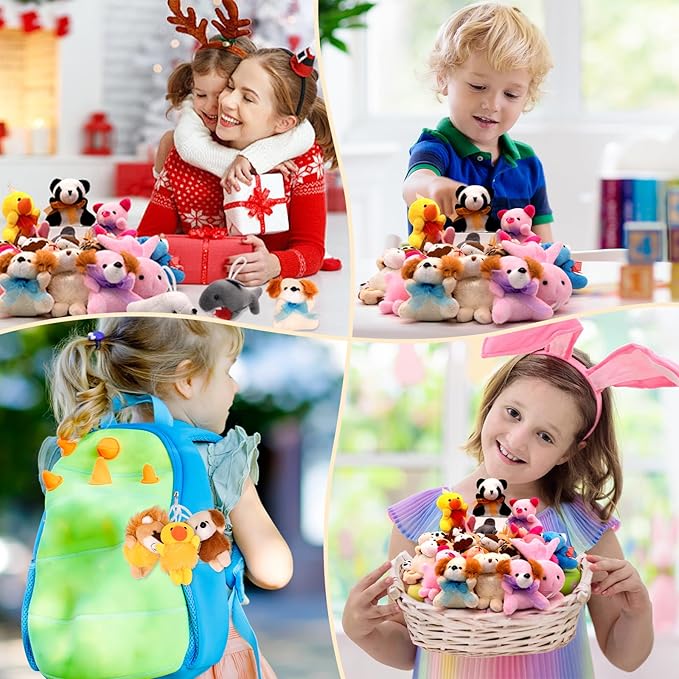 24 Pack Small Stuffed Animals Bulk Gifts for Kids (2.3/2"-2.5/3.5" Each), Party Favors Toys for Girls, Easter Basket Stuffers Christmas Stocking Plushies (24PCS)