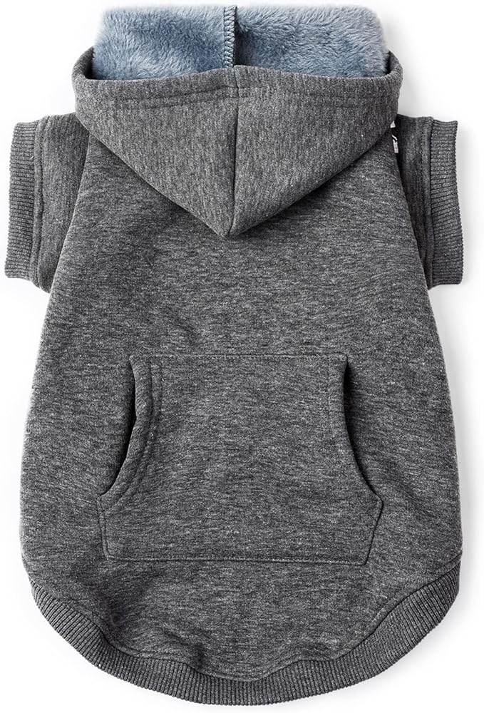 Koneseve Dog Hoodie Fleece Puppy Clothes Warm Sweater with Hat for Small Dogs Cat Hooded Shirt Kitten Pet Basic Hoodies Sweatshirt with Pocket Doggie Soft Winter Coat Apparel (Grey; S)