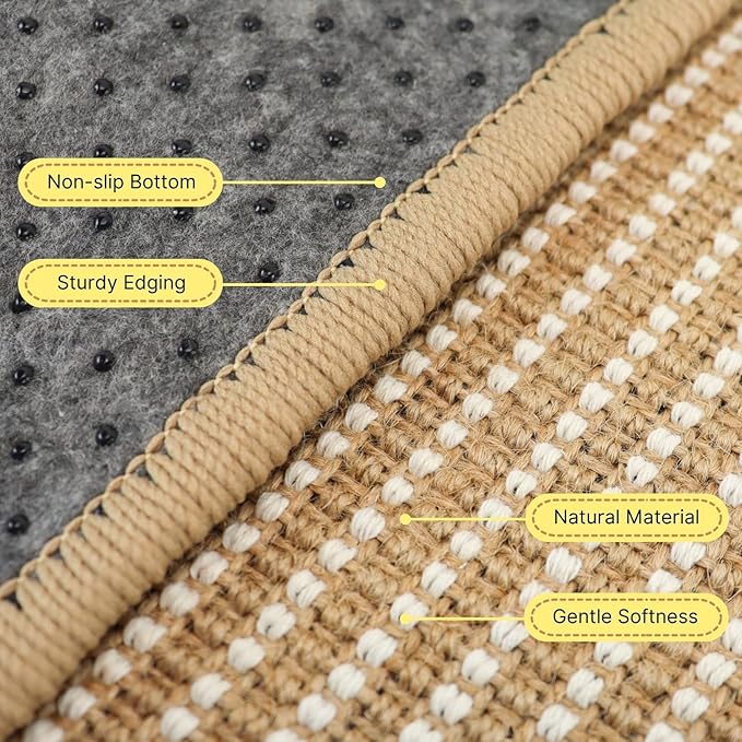 2 Pack Bunny Scratching Pad - Natural Jute-Cotton Woven Cage Mat Chew Toys Teeth Grinding & Claw Care Scratcher for Rabbits, Chinchillas, Guinea Pigs