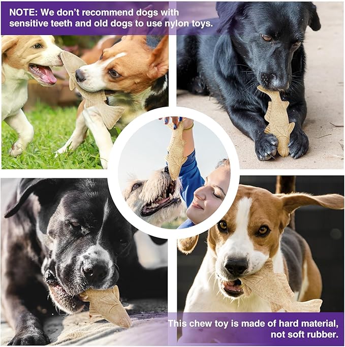 Tough Dog Toys for Aggressive Chewers, 1 Pack Indestructible Chew Toys, Nylon Dog Chew Toys for Large Medium Small Breed, Wood Color Perch