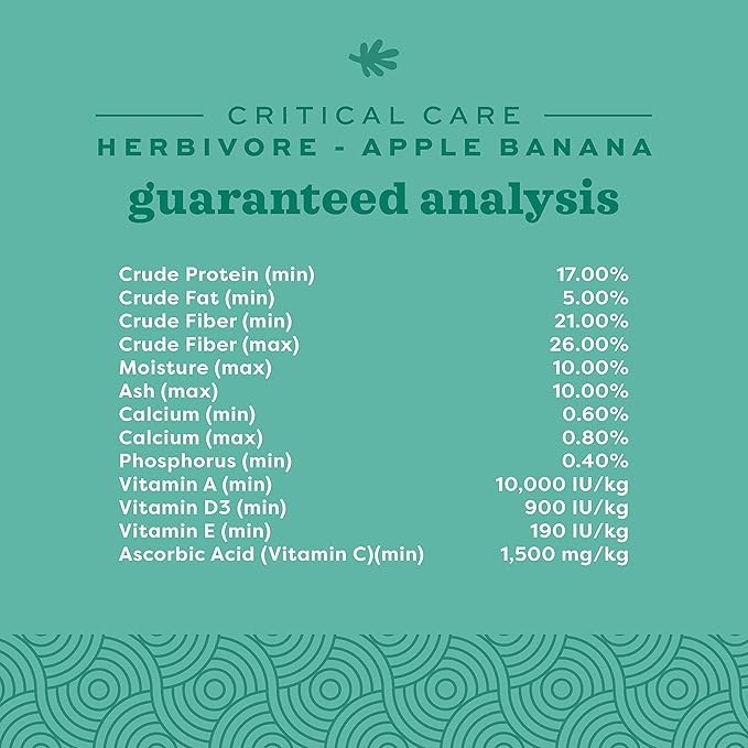 Oxbow Critical Care Herbivore, Emergency Rabbit & Guinea Pig Food, Natural Apple Banana Flavor, Veterinary Formula, Critical Care Herbivore, Assist Feeding Formula for Pets, 454 gram bag