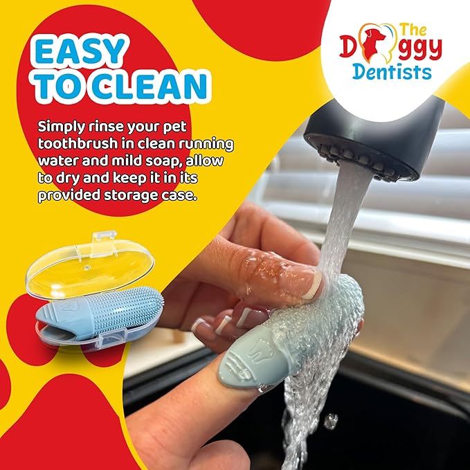 Dog Toothbrush Cat Puppy Finger Toothbrush | Pack of 2 with Storage Cases | Remove Plaque & Tartar Fights Bad Breath | 360° Bristles | Cat Dog Teeth Cleaning Products