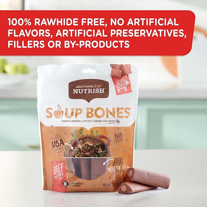 Nutrish Rachael Ray Soup Bones Dog Treats, Beef & Barley Flavor, 6 Bones (Pack of 2)