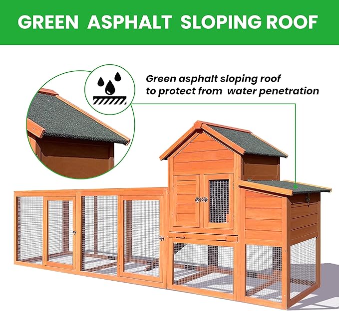 122" Large Chicken Coop with Nest Box and Removable Tray, Hen House for 2-6 Chickens, Outdoor Weatherproof Small Animal Cages