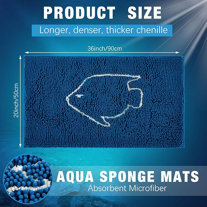 Aquarium Mat, 20x36 Inch Large Fish Tank Cleaning Pad, Super Absorbent Chenille Sponge Pad, Protects Furniture from Water & Scratches, Decorative Floor Mat for Fish Hobbyists