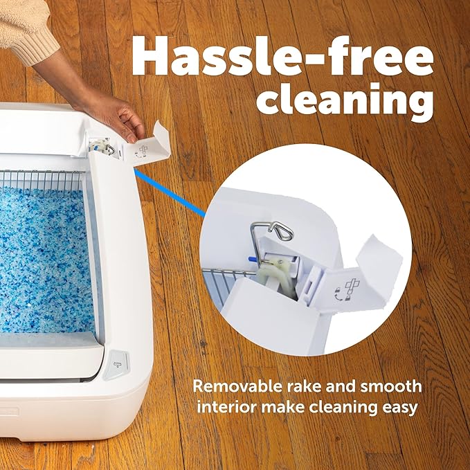 PetSafe ScoopFree Crystal Pro Automatic Self Cleaning Cat Litter Box System – Enclosed Front-Entry – Advanced Odor Control – Includes 1 Disposable Crystal Litter Tray – White (PAL00-18017)