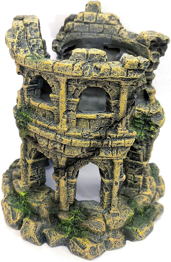 M2cbridge Antique Roman Column Ruins European Castle Aquarium Decorations Fish Tank Hideout Rocks (Roman Column Round)
