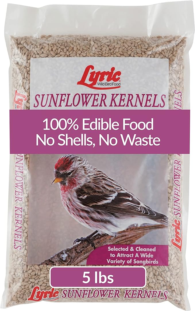 Lyric Sunflower Kernels Wild Bird Seed No Waste Bird Food Attracts Finches & More 5 lb. bag