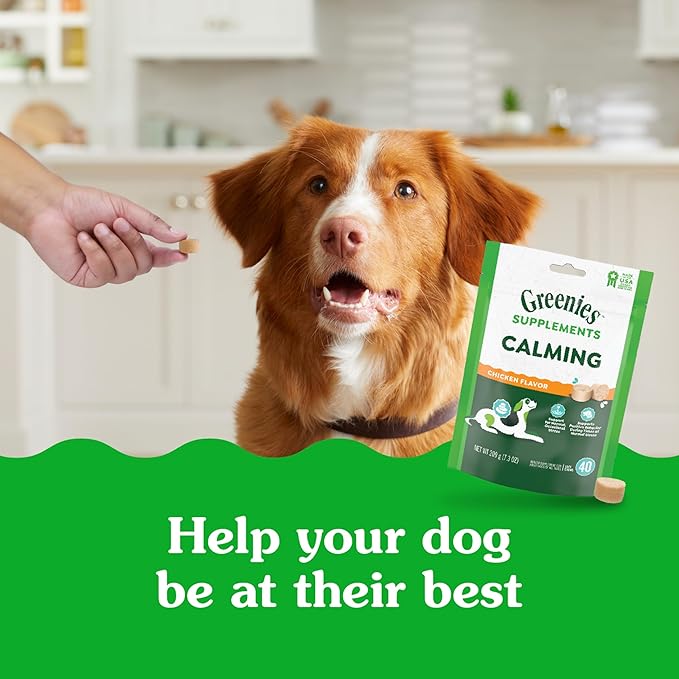 Greenies Supplements Calming Chews for Dogs Chicken Flavor, 7.3 oz. Container of 40 ct.