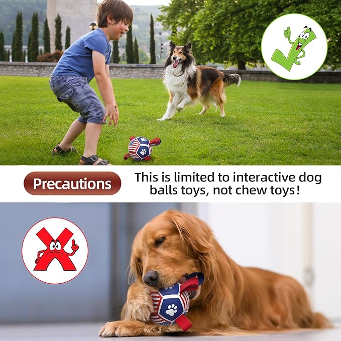 QDAN Dog Toys Puppy Balls, Soccer Ball with Straps, Durable Dog Balls for Small Dogs (5 Inch)