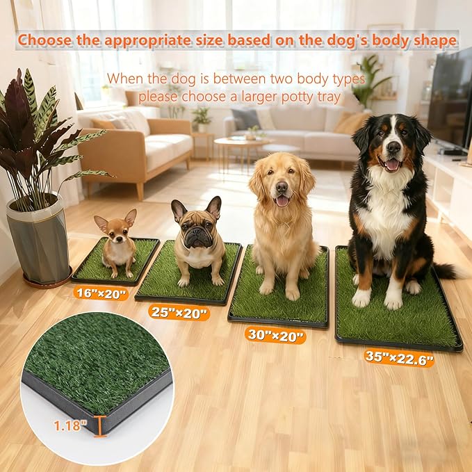 Dog Grass Pad with Tray 30"X20" - Portable Artificial Turf Potty Training Pee Mat for Large or Medium Dogs, Indoor/Outdoor Dog Litter Box for Balcony/Patio, Washable Reusable Fake Grass