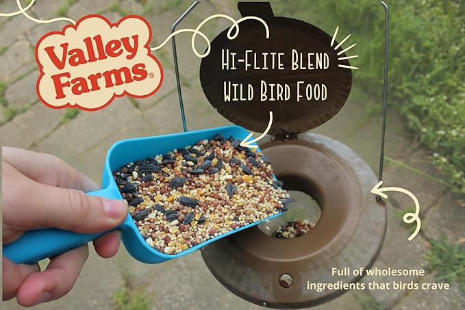 Valley Farms Hi-Flite Wild Bird Food for Outside feeders, Bird Seed with Millet, Crack Corn, and Black Oil Sunflower Seeds Birds, Economy Bird Seed for Outside Feeders, Birdseed (40 LBS)