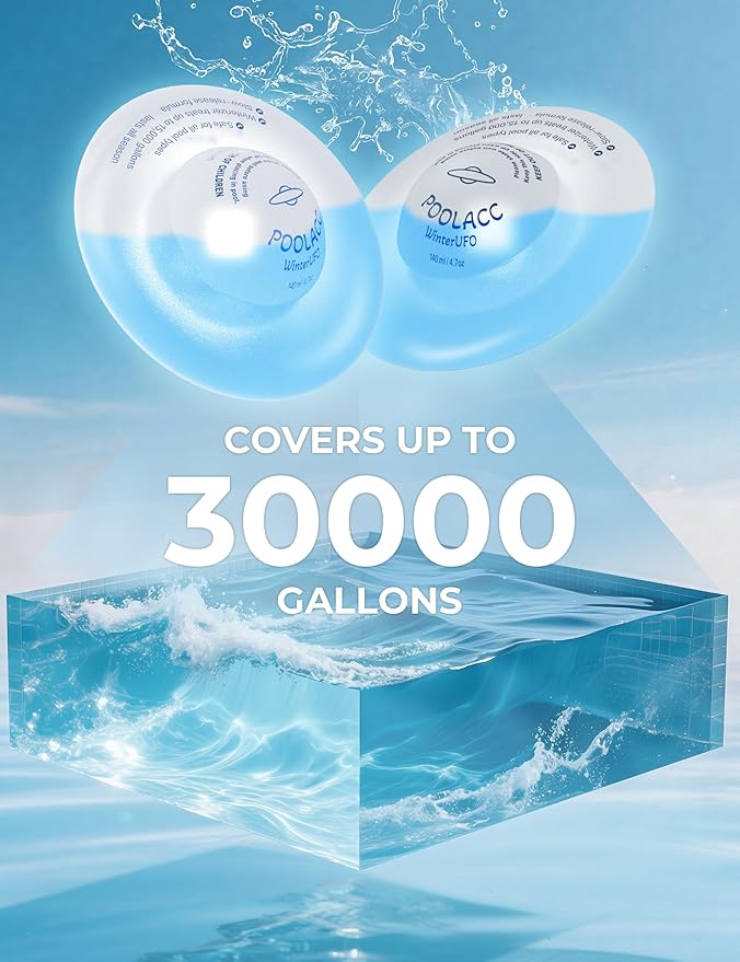 4-in-1 Winter Pool Closing Kit for Above-Ground & In-Ground Pools, Treats Up to 30,000 Gallons Pool Winterizing Kit, Long-Lasting Easy-to-Use Swimming Pool Clarifier & Enzyme (2-Pack)