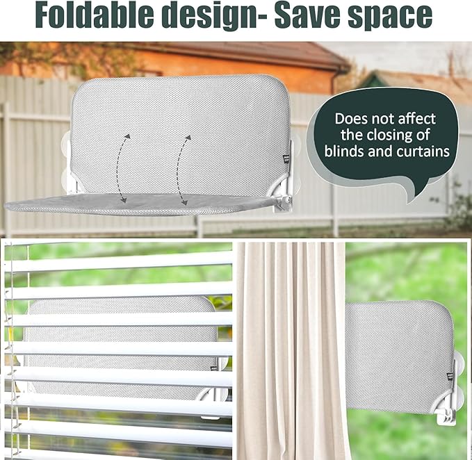 Sunhoo 2PCS Cat Window Hammock Perch Cordless Window Sill Seat Bed Foldable Kitty Lounger Indoor Cats Shelf Stable Upgraded Suction Cup Easy Assembly 20.5 * 11.8in Hold Up to 55lbs (Grey, M)