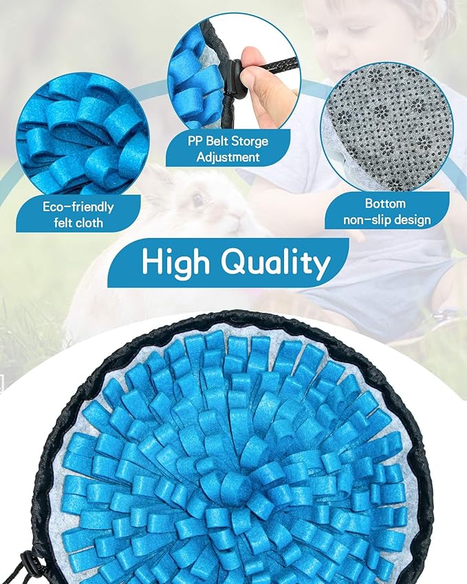 Rabbit Foraging Mat, Guinea Pigs Toys for Boredom, MWAOWM 12" x 12" Polar Fleece Snuffle Feeding Mat Small Pet Puzzle Toy Bed for Bunny Hamster Chinchillas Ferrets