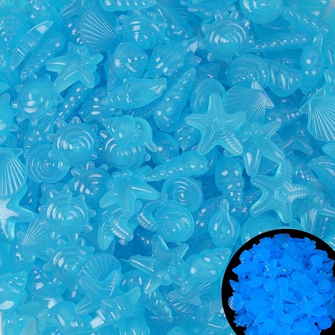 Kaiyuan Dynasty 100pc Fish Tank Rocks Aquarium Rocks Glow in The Dark Pebbles Glowing Rocks Luminous Pebbles for Fish Bowl,Garden,Ponds Decor,Blue