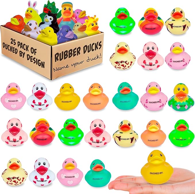 Bulk Rubber Ducks for Jeep Ducking – 25 Pack of Printed Mini Duckies with DUCKED by Logo Make Your own Custom Designs for Ducking Rigs, Dashboards, Off-Road Duck Traditions, Trail Gifts, 4x4 Drivers