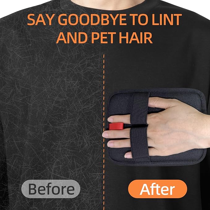 2 Pcs Pet Hair Removal Gloves, Reusable Pet Hair Remover, Electrostatic Cat & Dog Hair Remover for Couch, Furniture, Carpet, Curtain, Washable Cat Grooming Gloves, Animal Fur Remover Tool