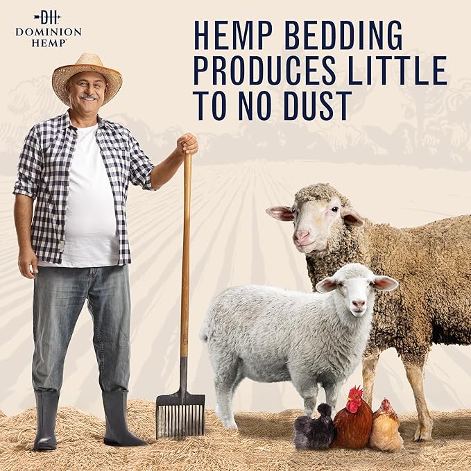 Premium Hemp Bedding for Chicken Coops in Bulk 285 Liters - USA-Grown & Processed - Ideal Nesting Material for Newly Hatched Chicks - Brooder Cover - Suitable for Pet Bedding, 1-Pack