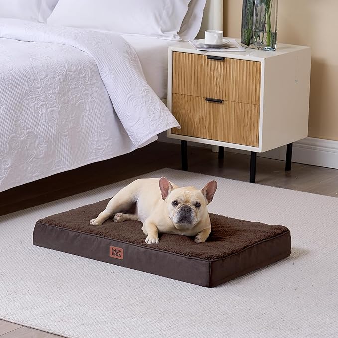 EHEYCIGA Orthopedic XXL Dog Beds for Jumbo Dogs with Removable Washable Cover for Crate, Brown, 47x29
