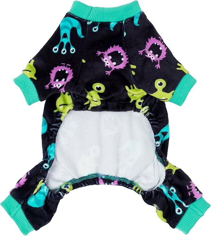 Fitwarm Cute Monster Halloween Dog Pajamas, Funny Costumes for Small Dogs Boy Girl, Festive Pet Clothes, Green, Purple, Black, Large
