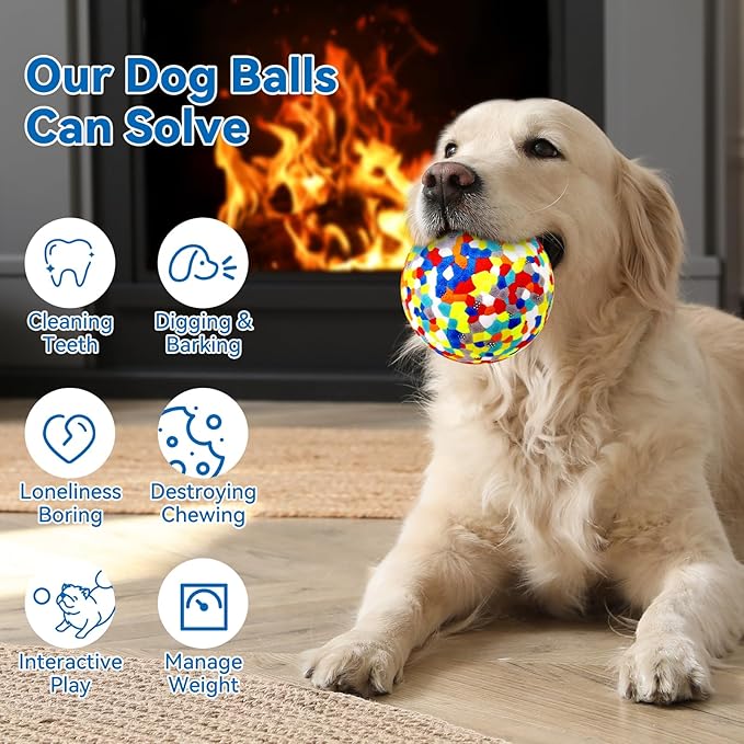 Indestructible Dog Balls - 2 Pack Dog Toys for Aggressive Chewers, Large & Medium Breed, Interactive Fetch Ball Toy for Dogs