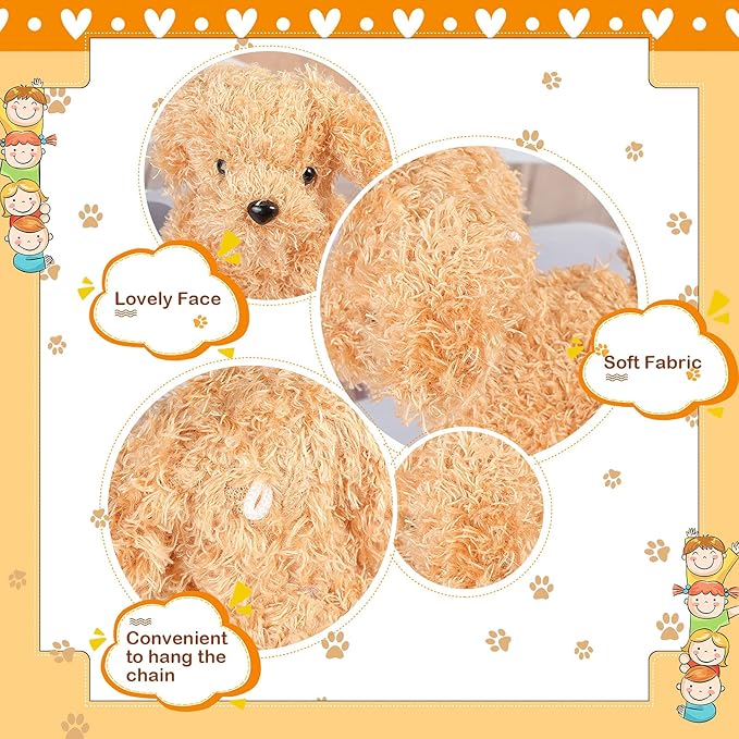 Sumind 9 Pcs 4" 5" Mini Plush Stuffed Dog Party Favor Small Puppy Stuffed Animal Bulk Soft Toy Doll Cute for Kids Gift Graduation Stocking Stuffers Baby Shower Birthday(Curly Puppy)