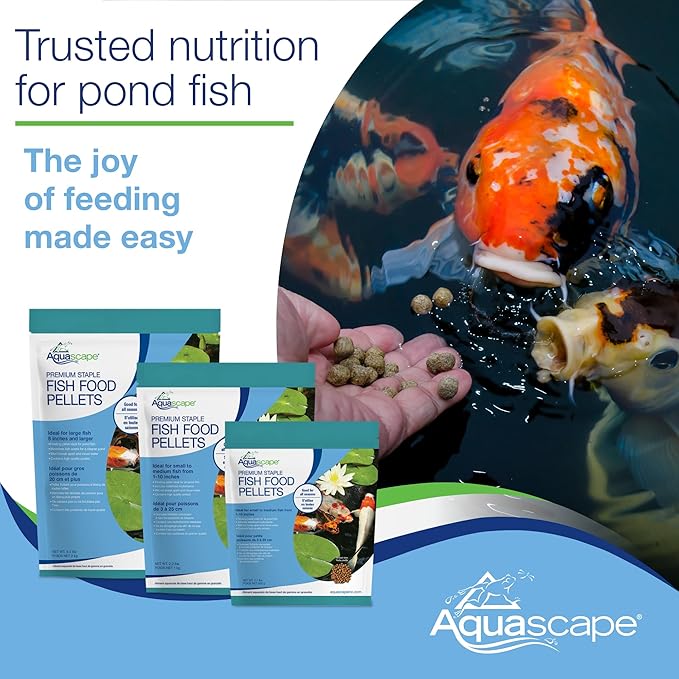 Aquascape Premium Staple Fish Food Pellets for Small to Medium Pond Fish, Medium Pellet, 2.2 Pounds | 98868