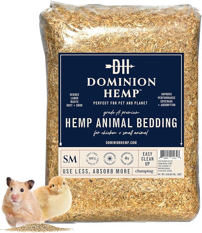 Premium Hemp Bedding for Chicken Coops 2 Cubic Feet (57L) - USA-Grown & Processed - Nesting Boxes for Chickens, Rabbits, Guinea Pigs, Hamsters, Reptiles, and Brooders - 6.6 lb. - 1 Pack