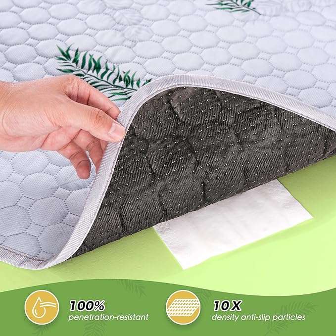 Washable Pee Pads for Dogs, 2Pack Reusable Puppy Pads, Super Absorbent & Leakproof Dog Pads, Anti-Slip Dog Pee Pads for Puppy Training & Incontinence, Leaf Pattern 36"x41"
