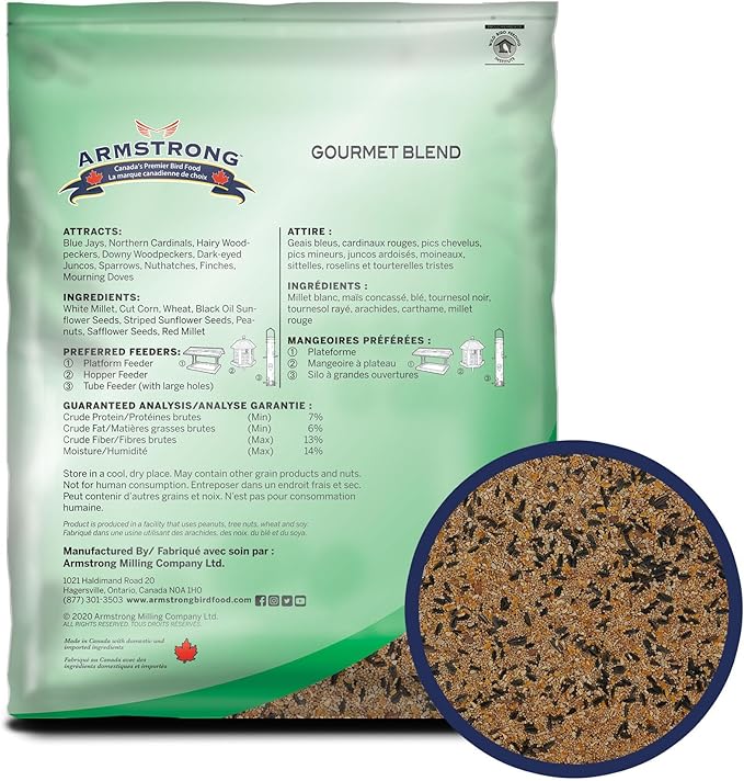 Gourmet Blend, 15.4 Pounds - with White & Red Millet, Cut Corn, Wheat, Black Oil Sunflower, Striped Sunflower, Peanuts & Safflower for Blue Jays and Northern Cardinals
