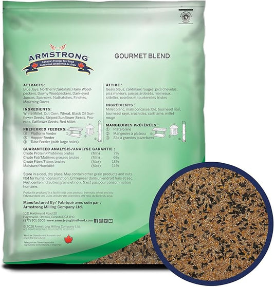 Gourmet Blend, 15.4 Pounds - with White & Red Millet, Cut Corn, Wheat, Black Oil Sunflower, Striped Sunflower, Peanuts & Safflower for Blue Jays and Northern Cardinals