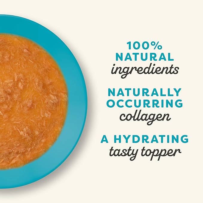 Applaws Natural Wet Cat Food in Topper, Limited and Natural Ingredients, High Protein with No Artificial Additives, Tuna Fillet Bone Broth (12 x 3oz Resealable Spout Pouches)