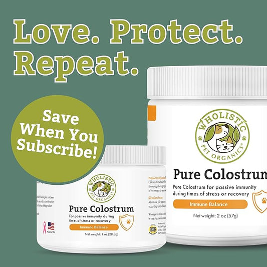 Wholistic Pet Organics Bovine Colostrum Powder - 2 Oz - Seasonal Dog Allergy Relief - Itch Relief for Dogs - Natural Anti Itch Supplement for Dogs - Made in USA - Alternative to Dog Allergy Chews