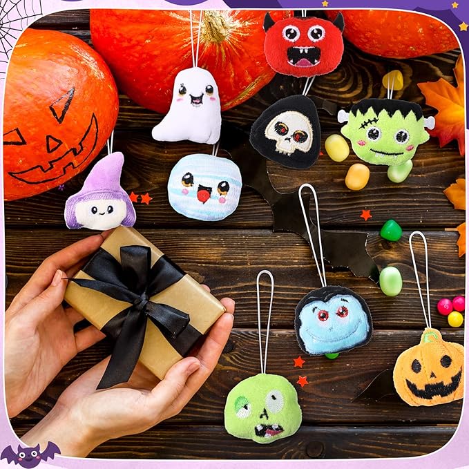 Libima 60 Pcs Halloween Plush Toy Bulk Mini Stuffed Animals Halloween Plush Keychain Set for Trick or Treat Carnival Birthday Party Favors Gifts Classroom Prizes