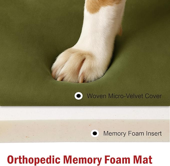 Majestic Pet Orthopedic Memory Foam Dog Crate Mat - Plush Pet Bed Pad for Crates & Kennels | USA Crafted | 42"x26" Villa Fern