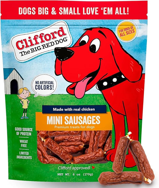 Clifford The Big Red Dog Soft Training Treats for Puppies and Dogs – Healthy, High Protein, Grain Free, Soft Puppy Treats for Small Dogs and Large – Real Chicken Sausage – 6oz