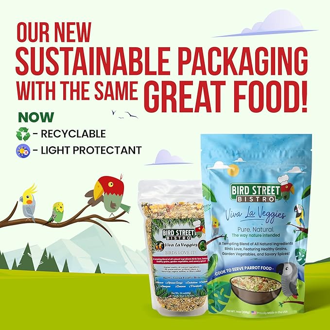 Parrot Food - Parakeet & Cockatiel Food - Cooks in 3-15 min with Natural & Organic Grains, Legumes, Non-GMO Fruits, Vegetables & Health Spices