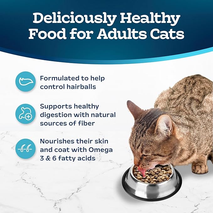 Blue Buffalo Tastefuls Adult Hairball Care Dry Cat Food, Made in the USA with Natural Ingredients, Chicken & Brown Rice Recipe, 3-lb. Bag